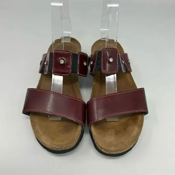 Naot Women's Red Slip-On Wedge Sandals Size 6 Casual Double Stretchy Strap - Picture 4 of 10